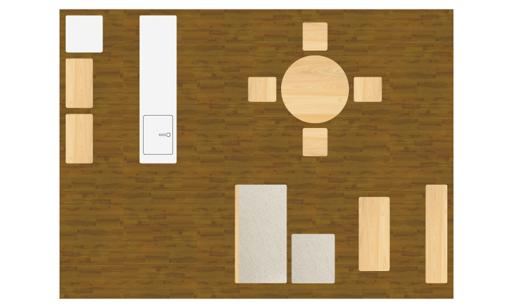 〈4人用ラウンドテーブル〉LDK18畳の場合