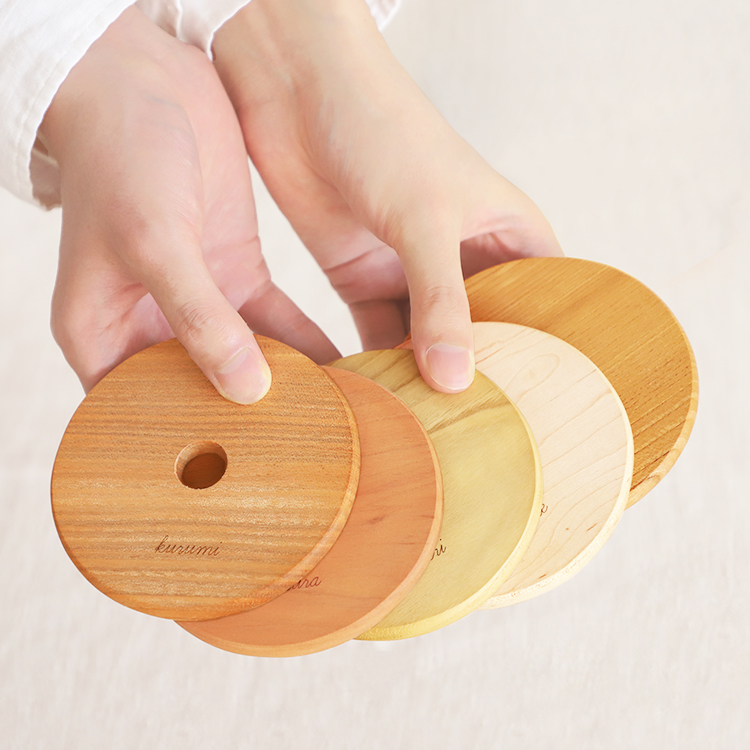 家具の素材見本としても にほんの木コースター コースター オーガニック シンプル ひのき さくら くるみ けやき くり かえで 木製