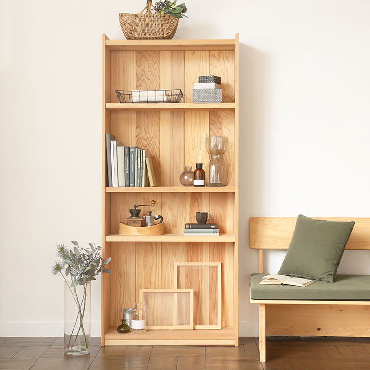 良いお品　良い雰囲気　木製　無垢材　天然木　本棚　ブックシェルフ　スリム